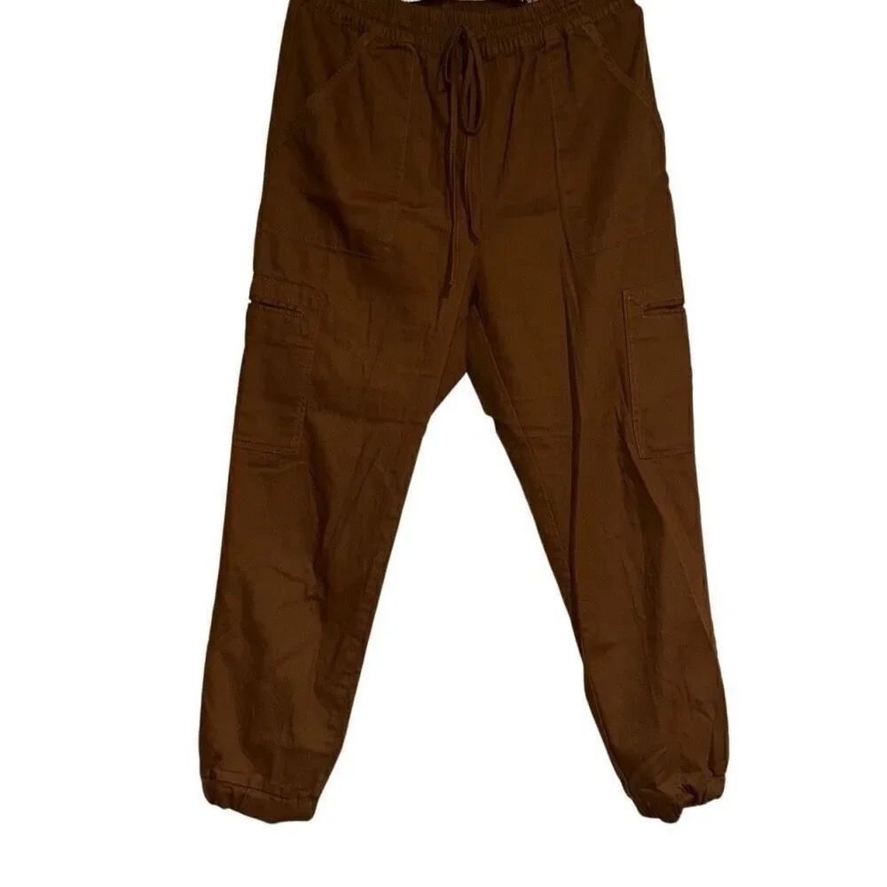 PS/LA Brown High Rise Drawstring Stretch Cargo Jogger Pants by PS/LA size Small